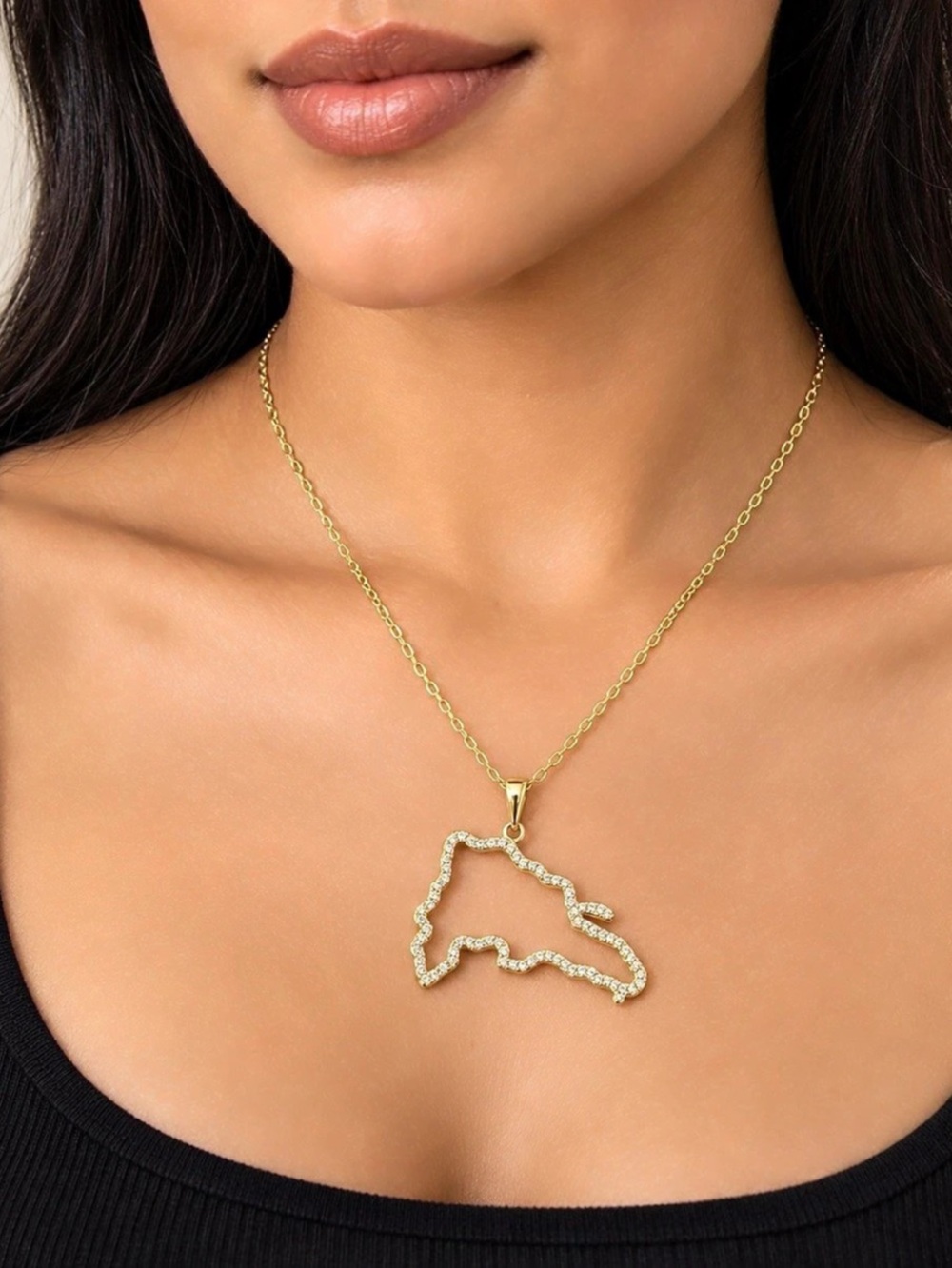 Dominican map necklace